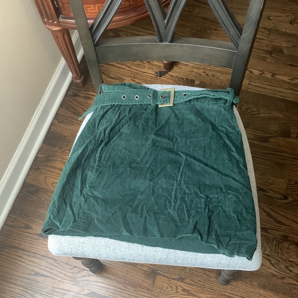 Forest green Velvet Zara mini skirt with buckle belt